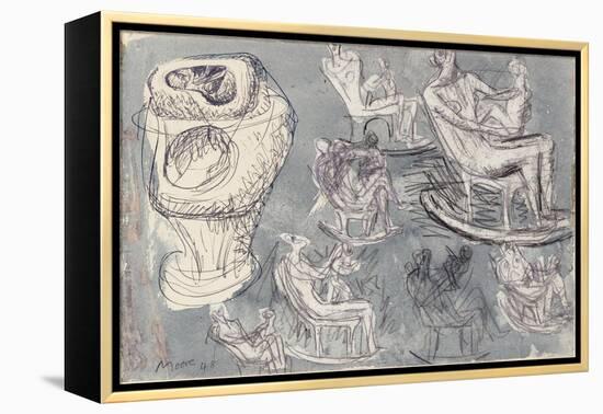 Studies for Rocking Chair and Internal/External Figure, 1948-Henry Moore-Framed Premier Image Canvas