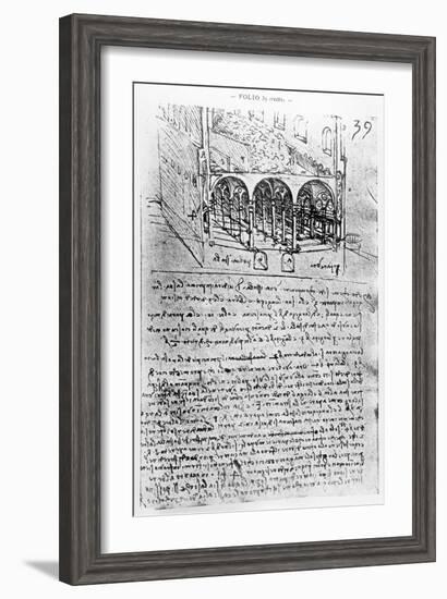 Studies For Stables, Paris Manuscript, c.1487-90-Leonardo da Vinci-Framed Giclee Print