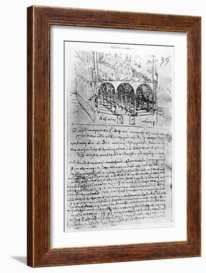 Studies For Stables, Paris Manuscript, c.1487-90-Leonardo da Vinci-Framed Giclee Print