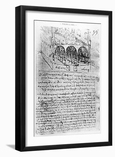 Studies For Stables, Paris Manuscript, c.1487-90-Leonardo da Vinci-Framed Giclee Print