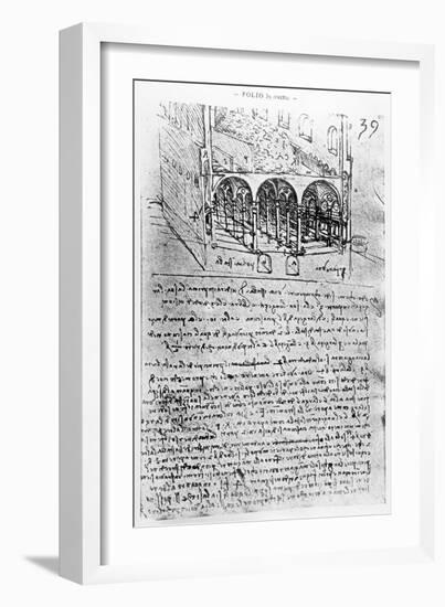 Studies For Stables, Paris Manuscript, c.1487-90-Leonardo da Vinci-Framed Giclee Print