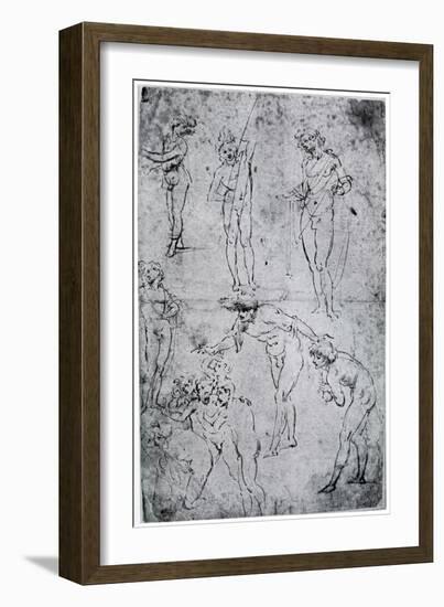 Studies for the Adoration of the Magi, 15th Century-Leonardo da Vinci-Framed Giclee Print