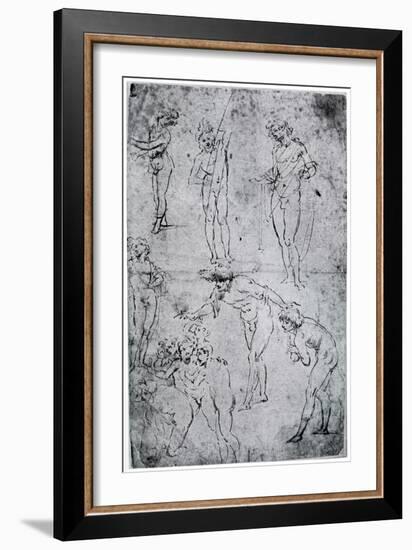 Studies for the Adoration of the Magi, 15th Century-Leonardo da Vinci-Framed Giclee Print