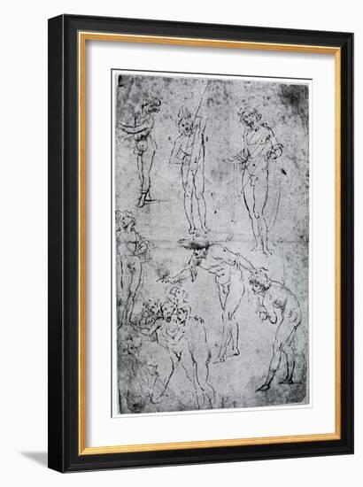 Studies for the Adoration of the Magi, 15th Century-Leonardo da Vinci-Framed Giclee Print