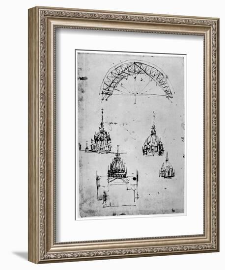 Studies for the Central Cupola of Milan Cathedral, Late 15th Century-Leonardo da Vinci-Framed Giclee Print