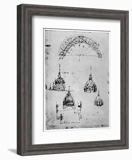 Studies for the Central Cupola of Milan Cathedral, Late 15th Century-Leonardo da Vinci-Framed Giclee Print