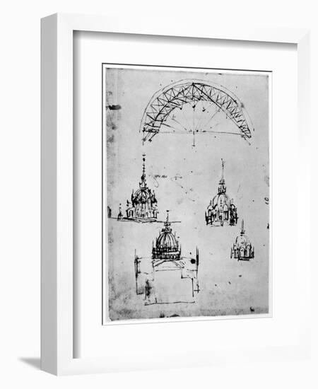 Studies for the Central Cupola of Milan Cathedral, Late 15th Century-Leonardo da Vinci-Framed Giclee Print