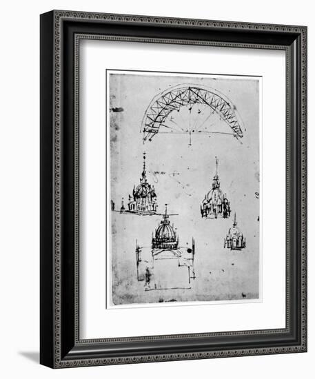 Studies for the Central Cupola of Milan Cathedral, Late 15th Century-Leonardo da Vinci-Framed Giclee Print