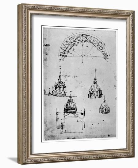 Studies for the Central Cupola of Milan Cathedral, Late 15th Century-Leonardo da Vinci-Framed Giclee Print