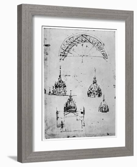 Studies for the Central Cupola of Milan Cathedral, Late 15th Century-Leonardo da Vinci-Framed Giclee Print