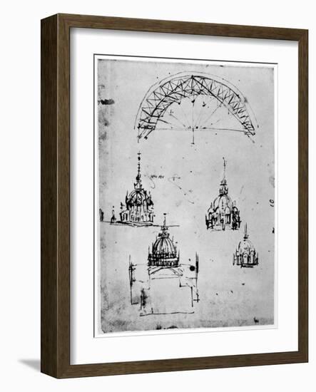 Studies for the Central Cupola of Milan Cathedral, Late 15th Century-Leonardo da Vinci-Framed Giclee Print