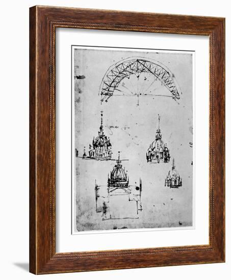 Studies for the Central Cupola of Milan Cathedral, Late 15th Century-Leonardo da Vinci-Framed Giclee Print