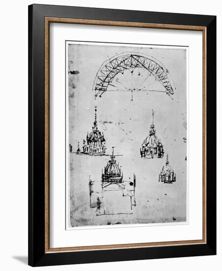 Studies for the Central Cupola of Milan Cathedral, Late 15th Century-Leonardo da Vinci-Framed Giclee Print