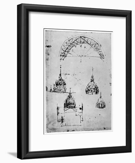 Studies for the Central Cupola of Milan Cathedral, Late 15th Century-Leonardo da Vinci-Framed Giclee Print