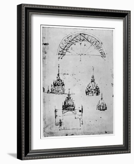 Studies for the Central Cupola of Milan Cathedral, Late 15th Century-Leonardo da Vinci-Framed Giclee Print