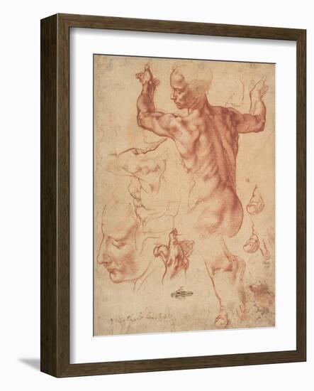 Studies for the Libyan Sibyl (recto), c.1510-11-Michelangelo Buonarroti-Framed Giclee Print