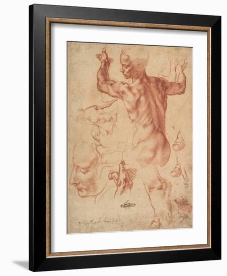 Studies for the Libyan Sibyl (recto), c.1510-11-Michelangelo Buonarroti-Framed Giclee Print