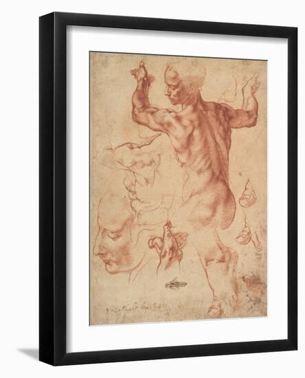 Studies for the Libyan Sibyl (recto), c.1510-11-Michelangelo Buonarroti-Framed Giclee Print