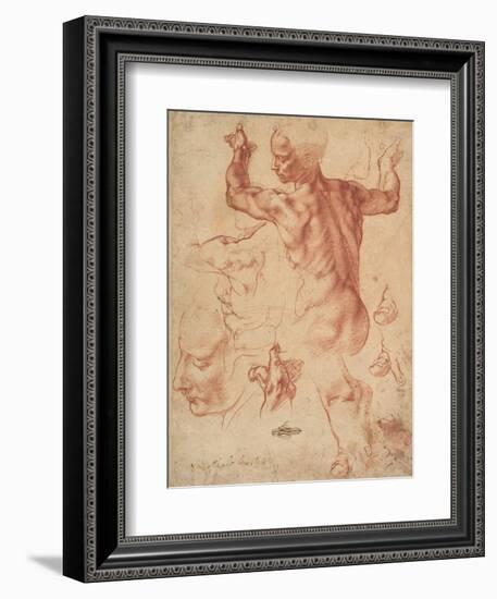 Studies for the Libyan Sibyl (recto), c.1510-11-Michelangelo Buonarroti-Framed Giclee Print