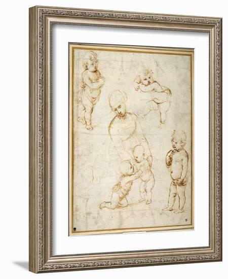 Studies for the 'Madonna of the Meadow', C.1505-Raphael-Framed Giclee Print