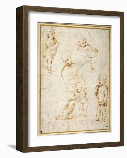 Studies for the 'Madonna of the Meadow', C.1505-Raphael-Framed Giclee Print