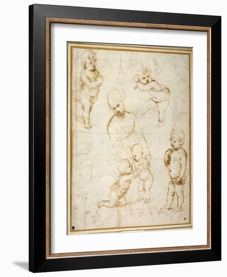 Studies for the 'Madonna of the Meadow', C.1505-Raphael-Framed Giclee Print