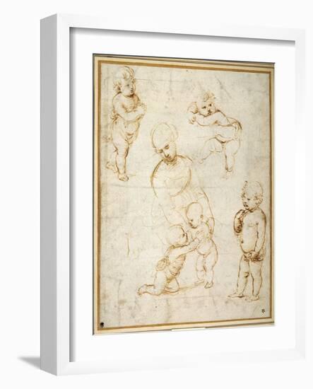 Studies for the 'Madonna of the Meadow', C.1505-Raphael-Framed Giclee Print