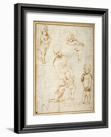 Studies for the 'Madonna of the Meadow', C.1505-Raphael-Framed Giclee Print