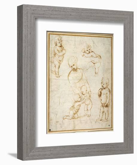 Studies for the 'Madonna of the Meadow', C.1505-Raphael-Framed Giclee Print