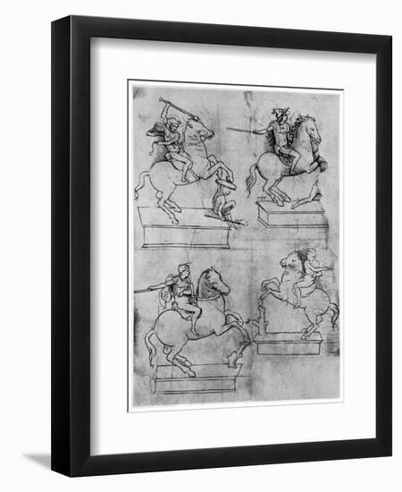 Studies for the Sforza Monument, C1488-1493-Leonardo da Vinci-Framed Giclee Print