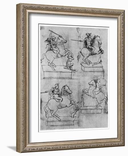 Studies for the Sforza Monument, C1488-1493-Leonardo da Vinci-Framed Giclee Print