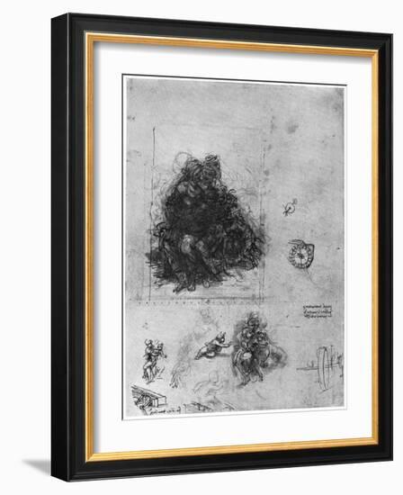 Studies for 'The Virgin and Child with St Anne and John the Baptist, 1503-Leonardo da Vinci-Framed Giclee Print