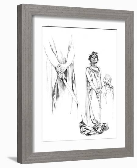 Studies in Pencil for the Medee Poster, 1899-Alphonse Mucha-Framed Giclee Print