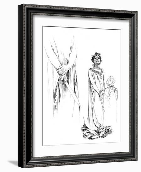 Studies in Pencil for the Medee Poster, 1899-Alphonse Mucha-Framed Giclee Print