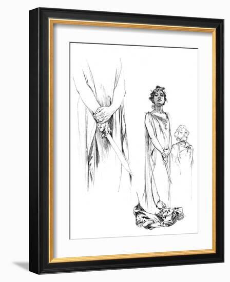 Studies in Pencil for the Medee Poster, 1899-Alphonse Mucha-Framed Giclee Print