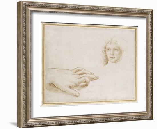 Studies of a Head and a Hand-Pietro Perugino-Framed Giclee Print