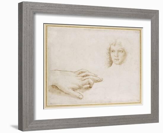 Studies of a Head and a Hand-Pietro Perugino-Framed Giclee Print