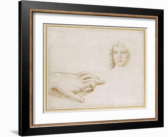 Studies of a Head and a Hand-Pietro Perugino-Framed Giclee Print