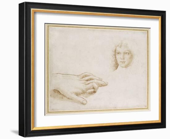 Studies of a Head and a Hand-Pietro Perugino-Framed Giclee Print