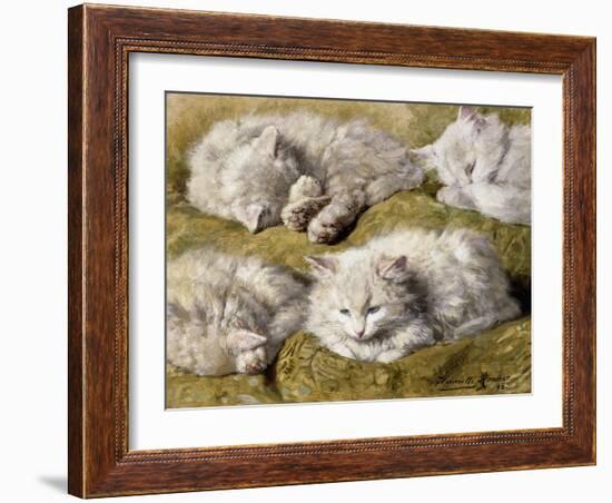 Studies of a Long-haired White Cat-Henriette Ronner-Knip-Framed Giclee Print