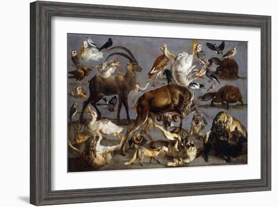 Studies of a Red Deer, an Ibex, a Wild Boar, Three Wolves, Two Beavers, Two Hares, a Fox, Four…-Carl Borromaus Andreas Ruthart-Framed Giclee Print