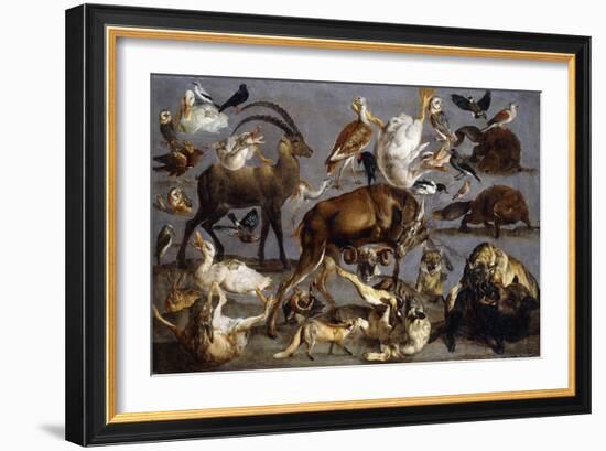 Studies of a Red Deer, an Ibex, a Wild Boar, Three Wolves, Two Beavers, Two Hares, a Fox, Four…-Carl Borromaus Andreas Ruthart-Framed Giclee Print