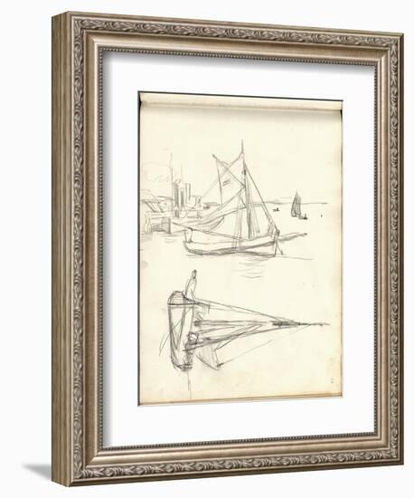 Studies of Boats (Pencil on Paper)-Claude Monet-Framed Giclee Print