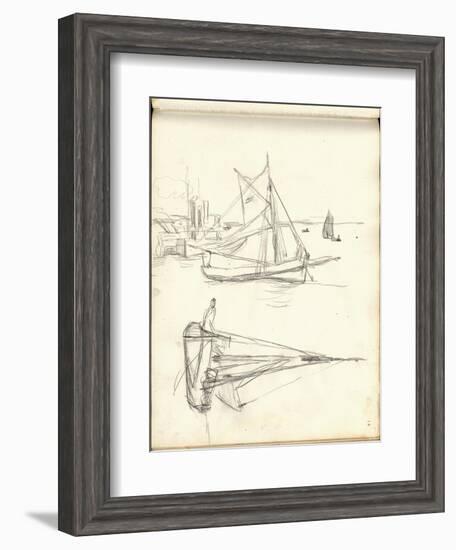 Studies of Boats (Pencil on Paper)-Claude Monet-Framed Giclee Print