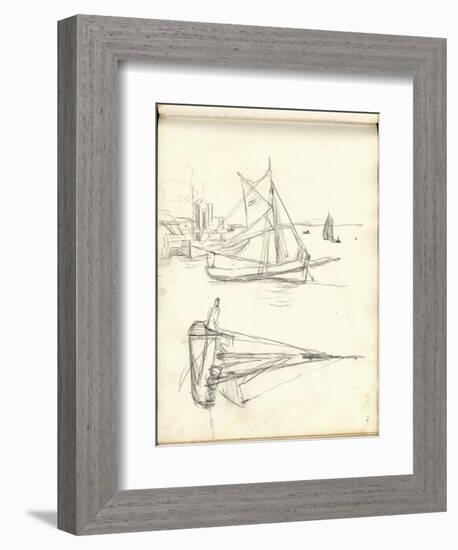 Studies of Boats (Pencil on Paper)-Claude Monet-Framed Giclee Print