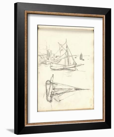 Studies of Boats (Pencil on Paper)-Claude Monet-Framed Giclee Print