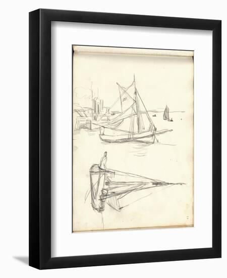 Studies of Boats (Pencil on Paper)-Claude Monet-Framed Giclee Print