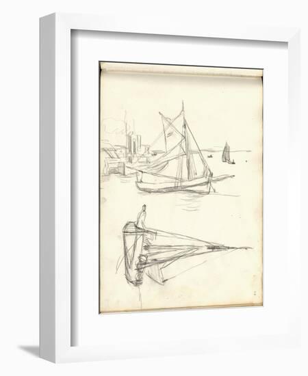 Studies of Boats (Pencil on Paper)-Claude Monet-Framed Giclee Print