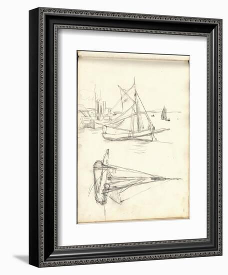 Studies of Boats (Pencil on Paper)-Claude Monet-Framed Giclee Print