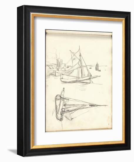 Studies of Boats (Pencil on Paper)-Claude Monet-Framed Giclee Print